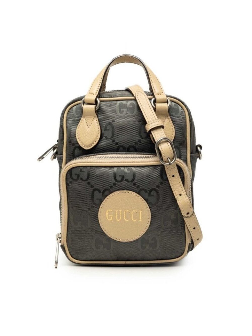 Gucci GG Nylon Off the Grid 2-Way Shoulder Bag Gray Beige
